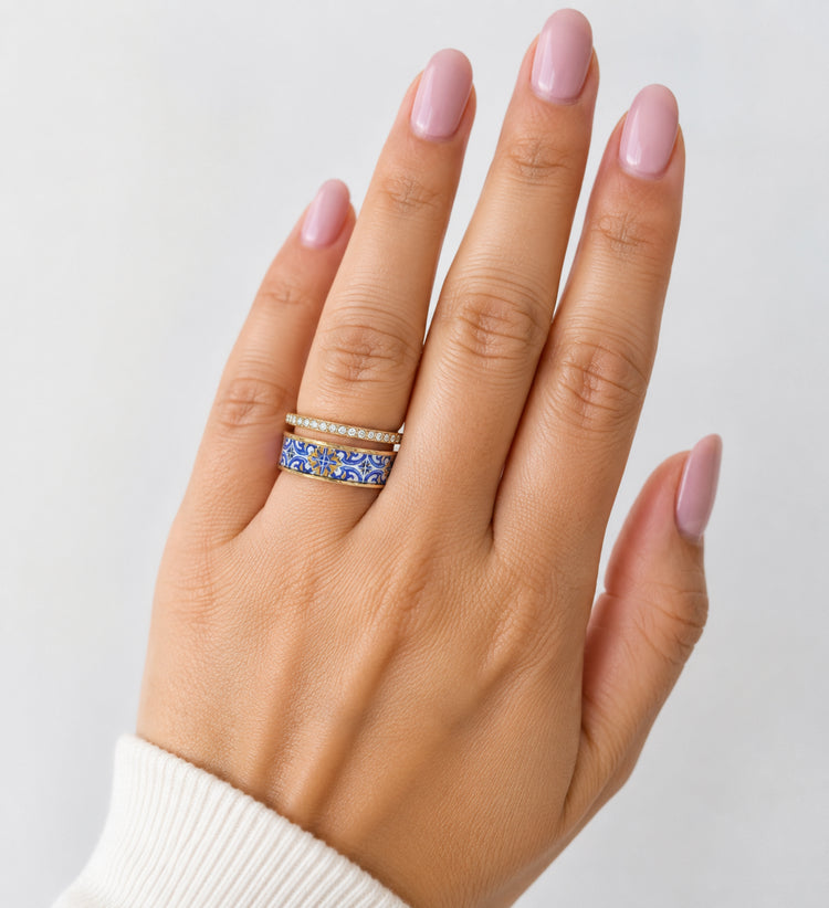 Blue & Yellow Portuguese Tile Ring