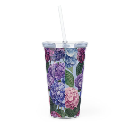 Floral Hydrangea Plastic Tumbler with Straw, Blooming Drink Cup, Reusable Hydration, Eco-Friendly Travel Tumbler, Summer Kitchen [...]