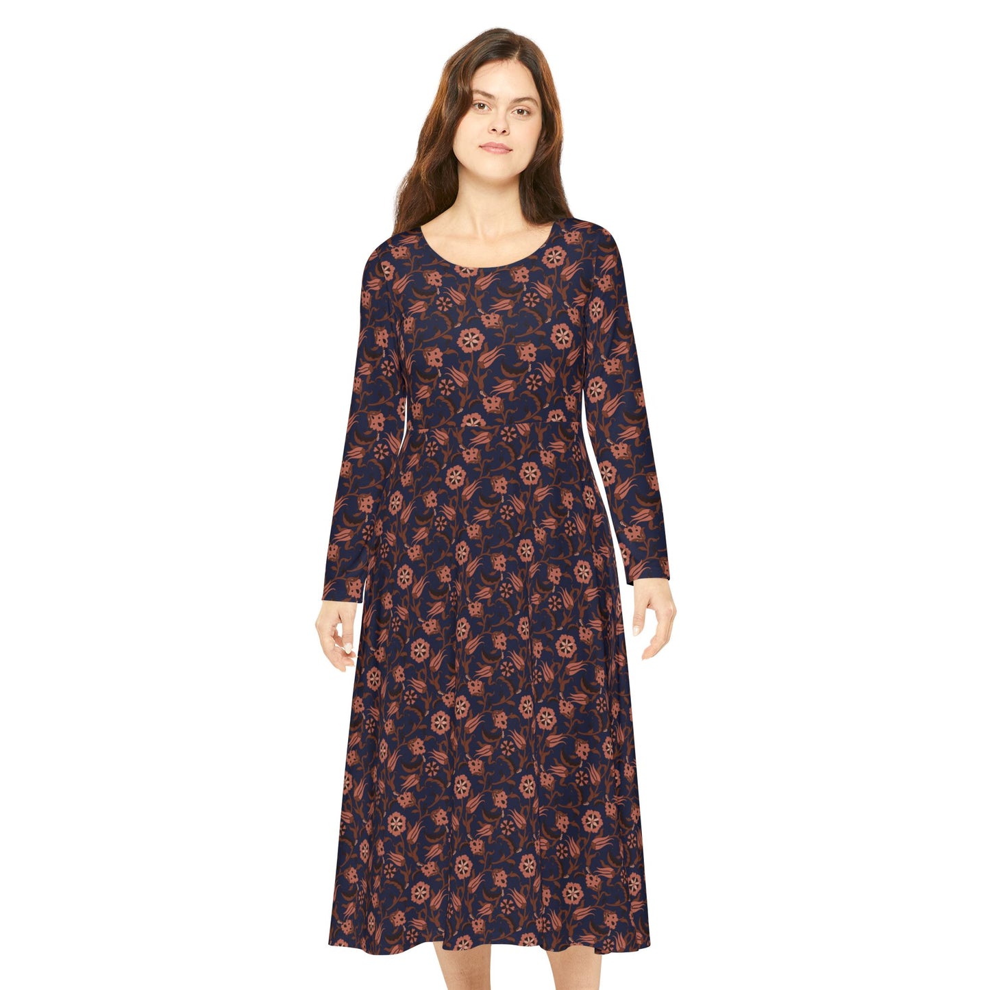 Flores da Meia Noite Women's Long Sleeve Dress