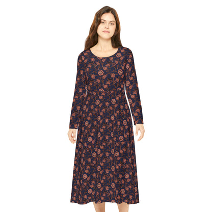 Flores da Meia Noite Women's Long Sleeve Dress