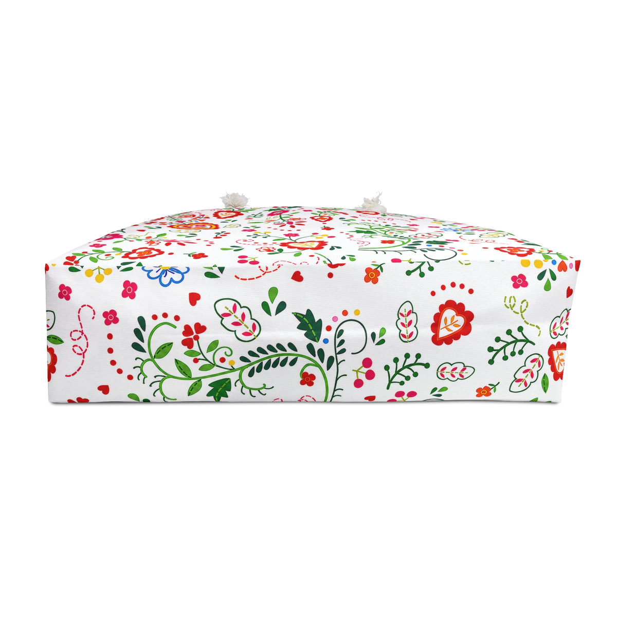 Floral-patterned bag bottom on a white background