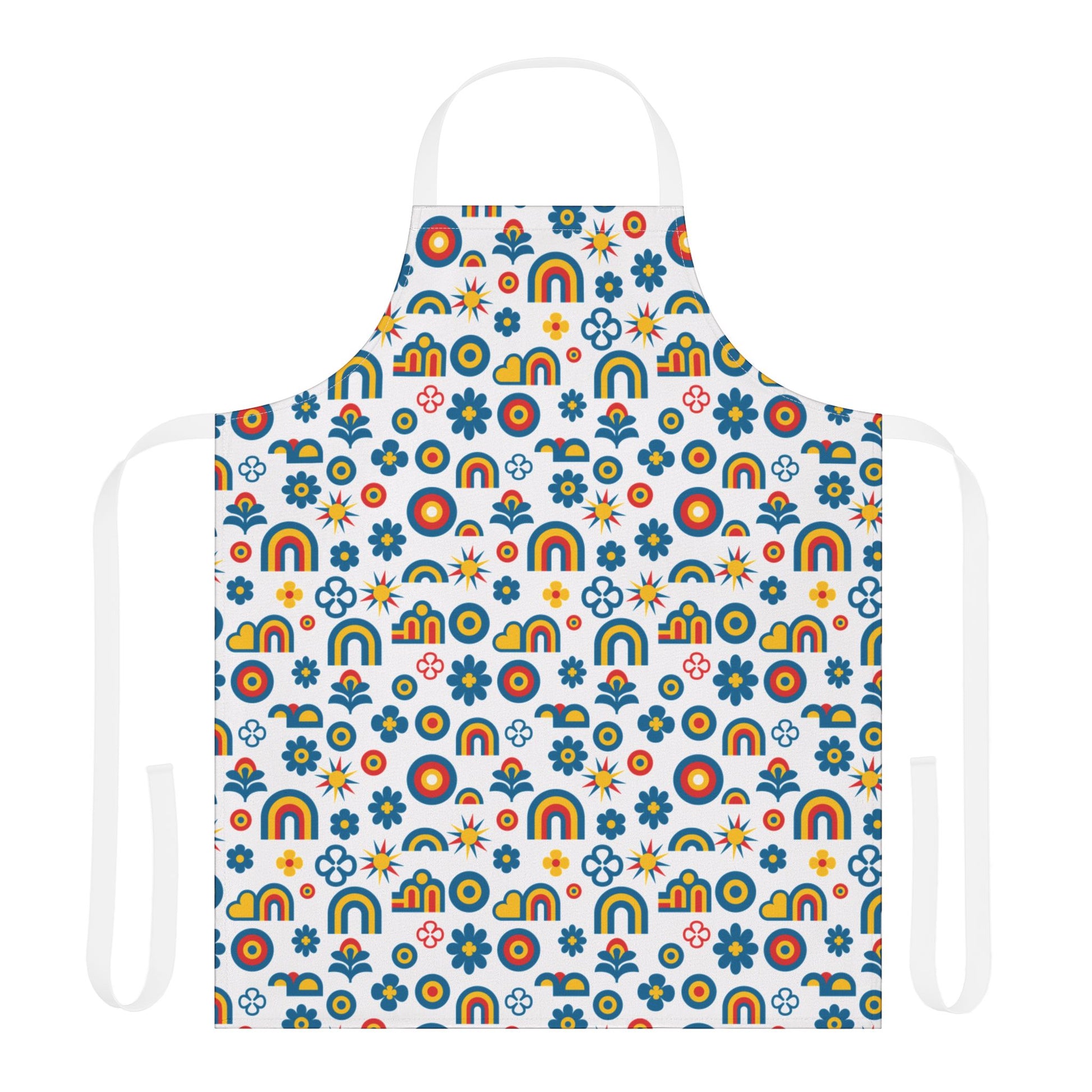 Colorful apron with retro patterns on a white background