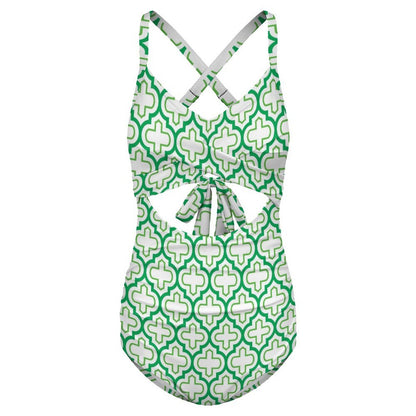 Women's Cross-Back Cutout One-Piece Swimsuit