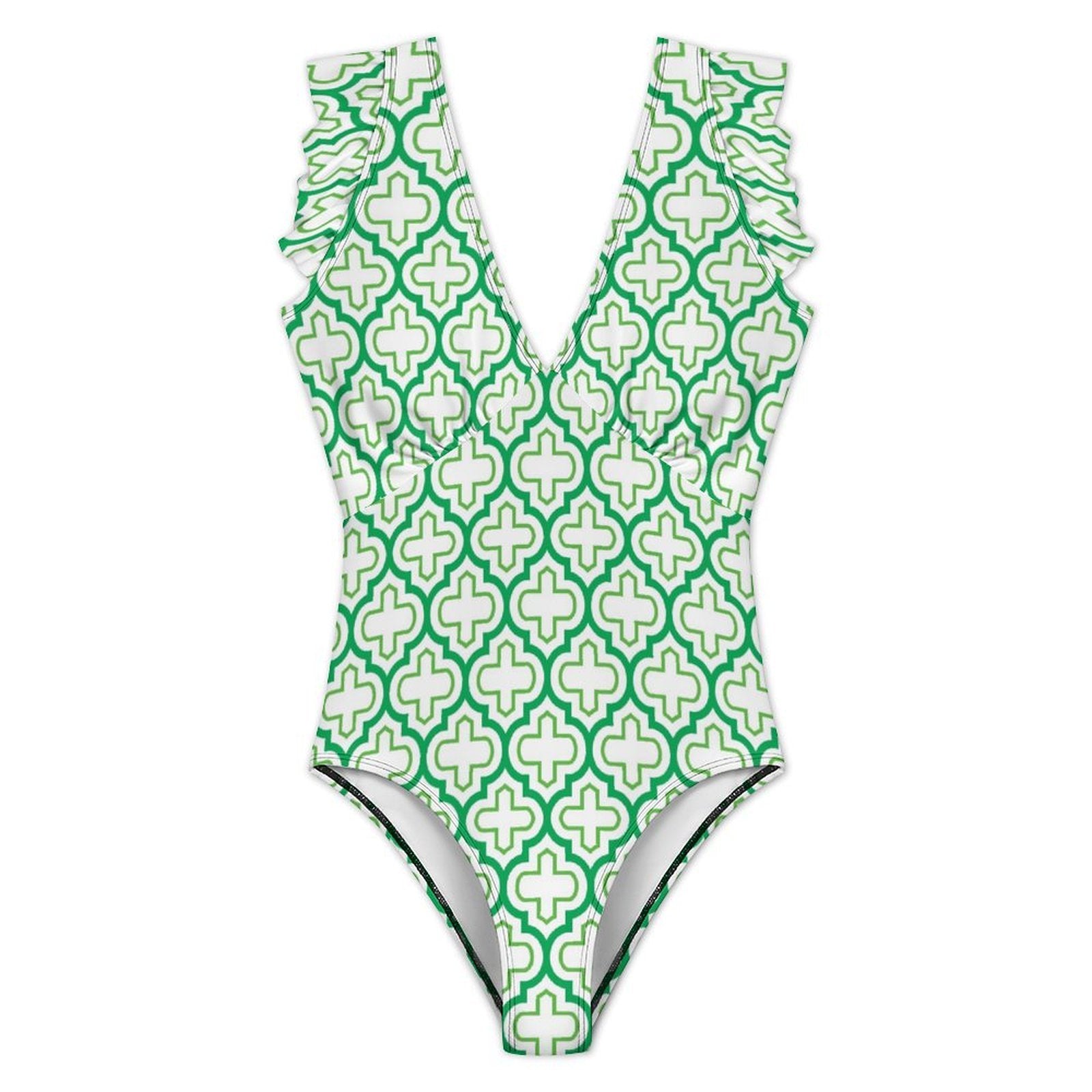 Aurea Ruffle Sleeve V-Neck One-Piece Swimsuit4