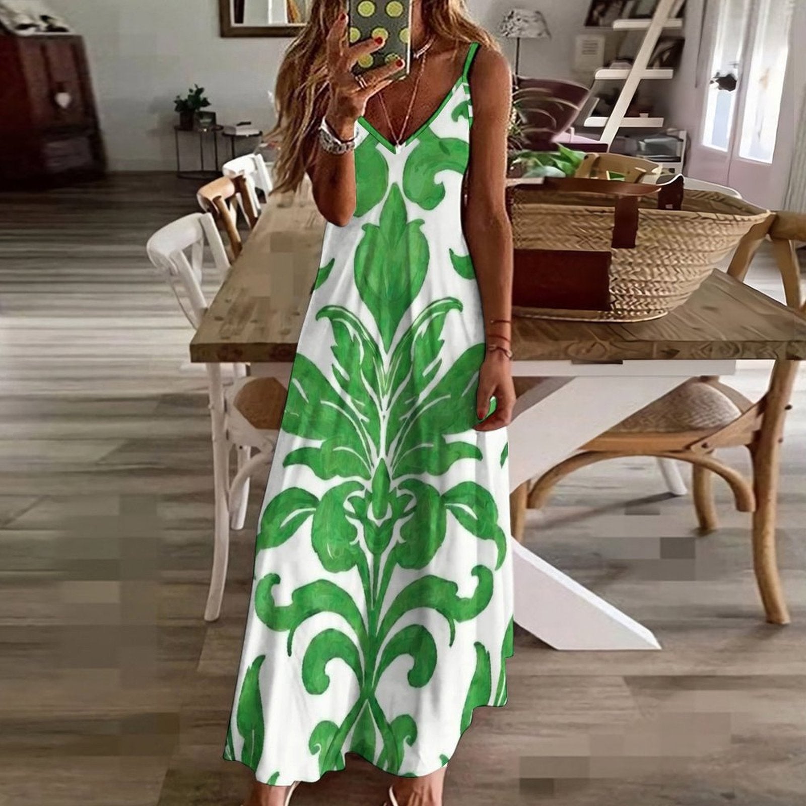 Women's Spaghetti Strap V-Neck Maxi Dress