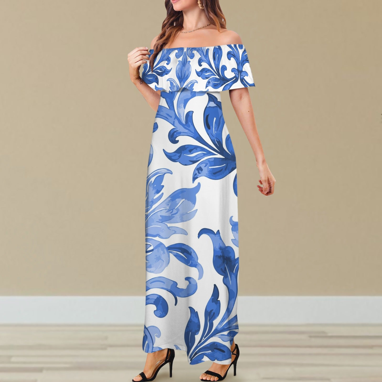 Azulina Off Shoulder Maxi Dress
