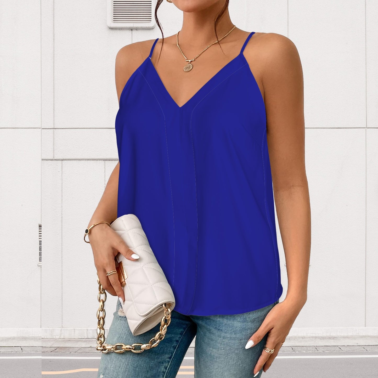 Blue V-Neck Tank Top