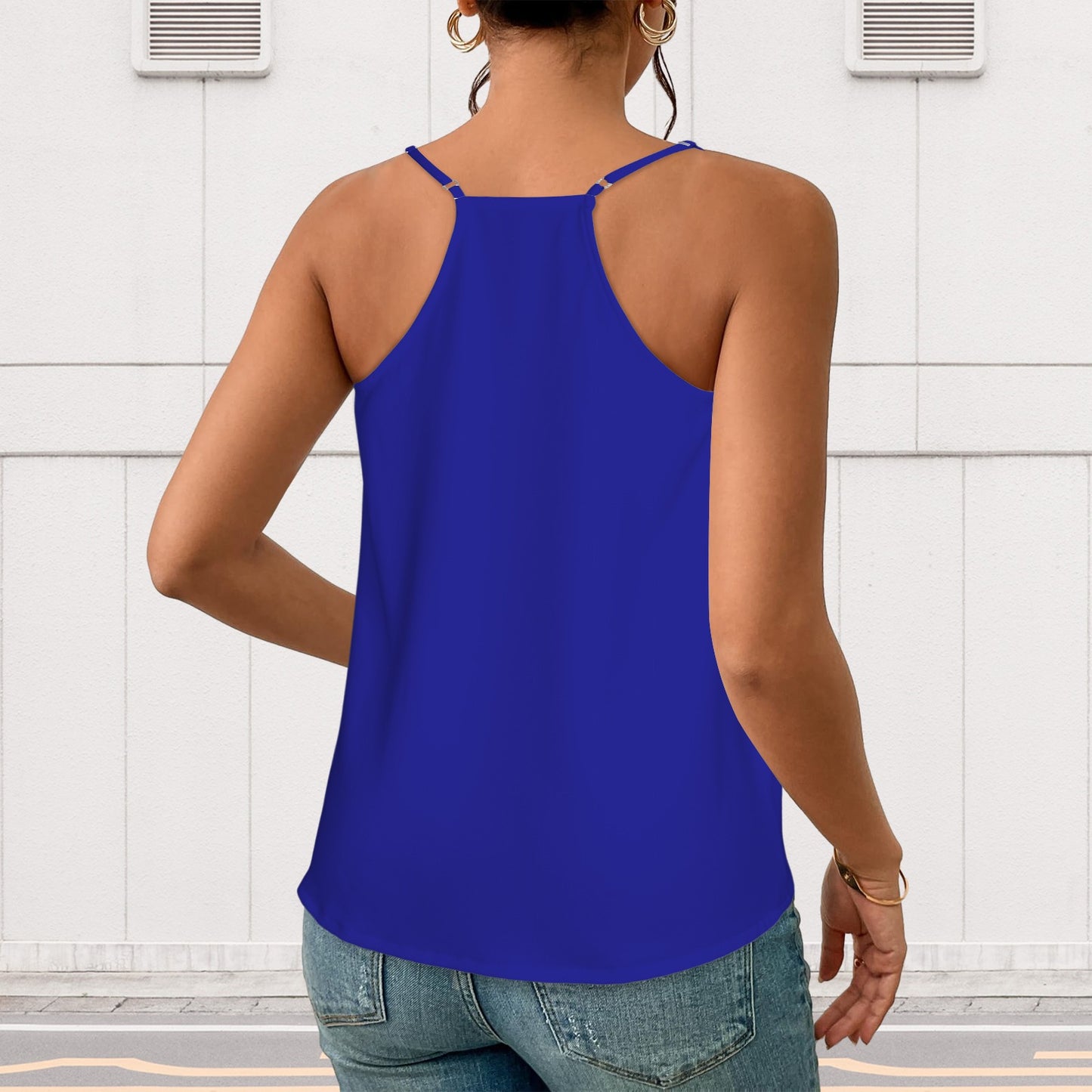 Blue V-Neck Tank Top