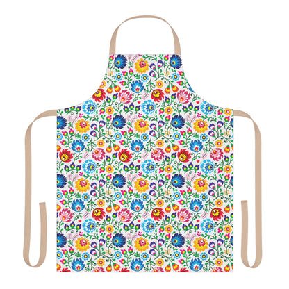Colorful floral apron on a white background