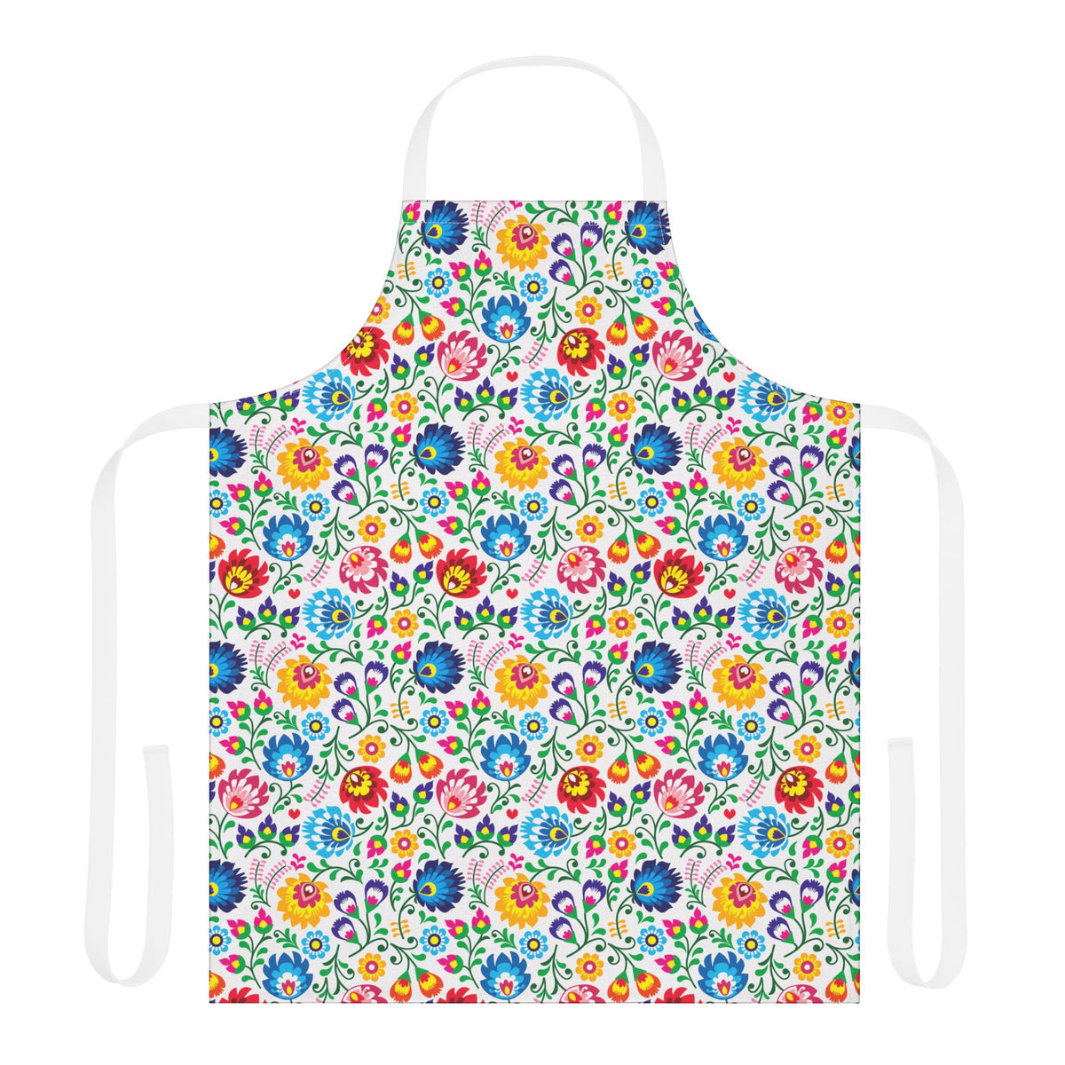 Colorful floral apron on a white background