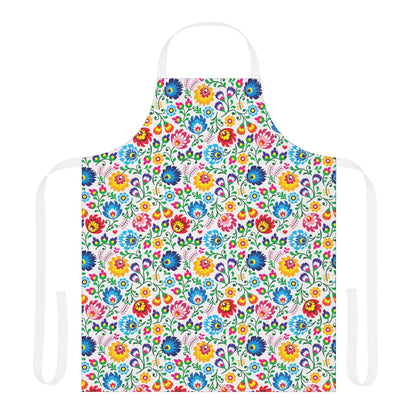 Colorful floral apron on a white background