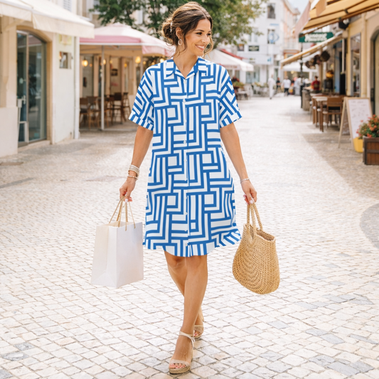 Paredes Button Shirt Dress (Blue)
