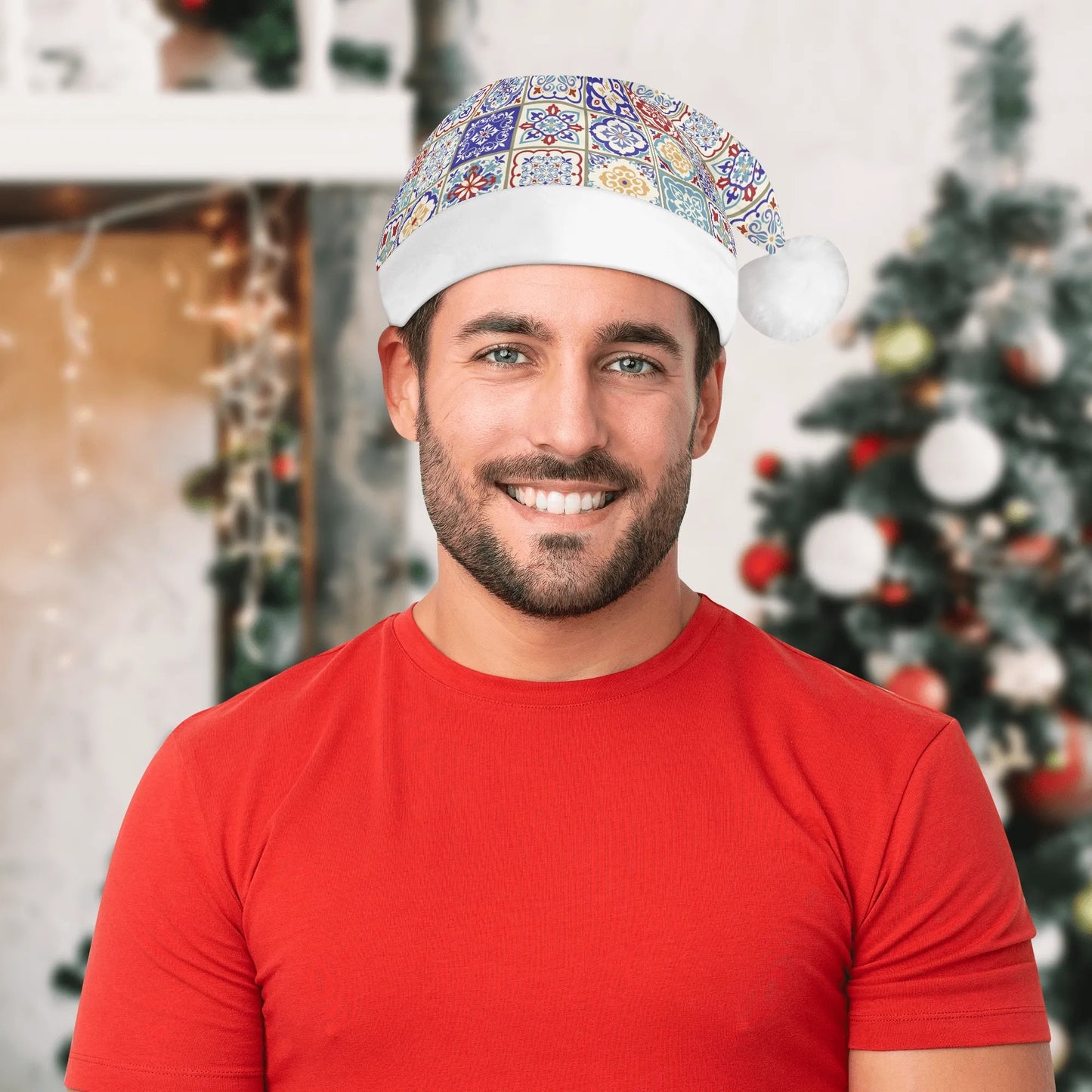 Colorful tile Santa Hat