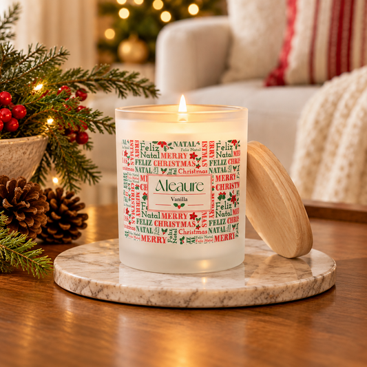 Feliz Natal Frosted Glass Candle