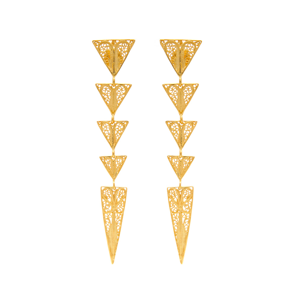 Earrings Triangles in Gold Plated Silver