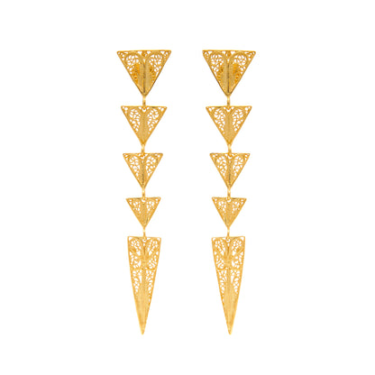 Earrings Triangles in Gold Plated Silver