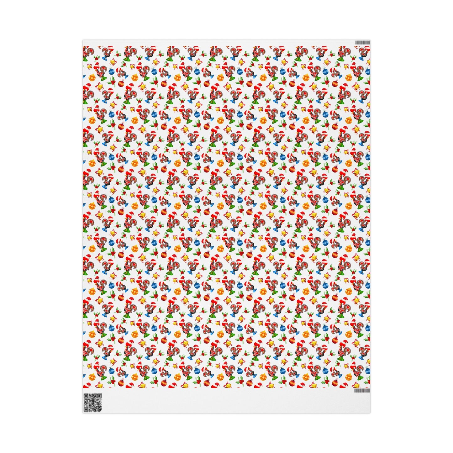 Patterned paper with colorful Portuguese rooster christmas characters on a white background