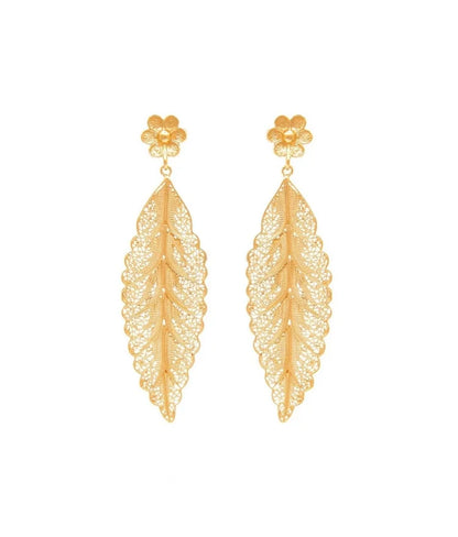 Earrings Leaf in Gold Plated Silver