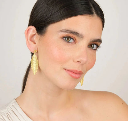 Earrings Leaf in Gold Plated Silver