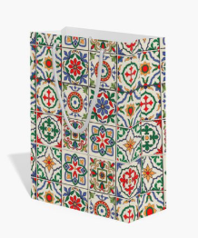 Colorful patterned giftbag with a white cover