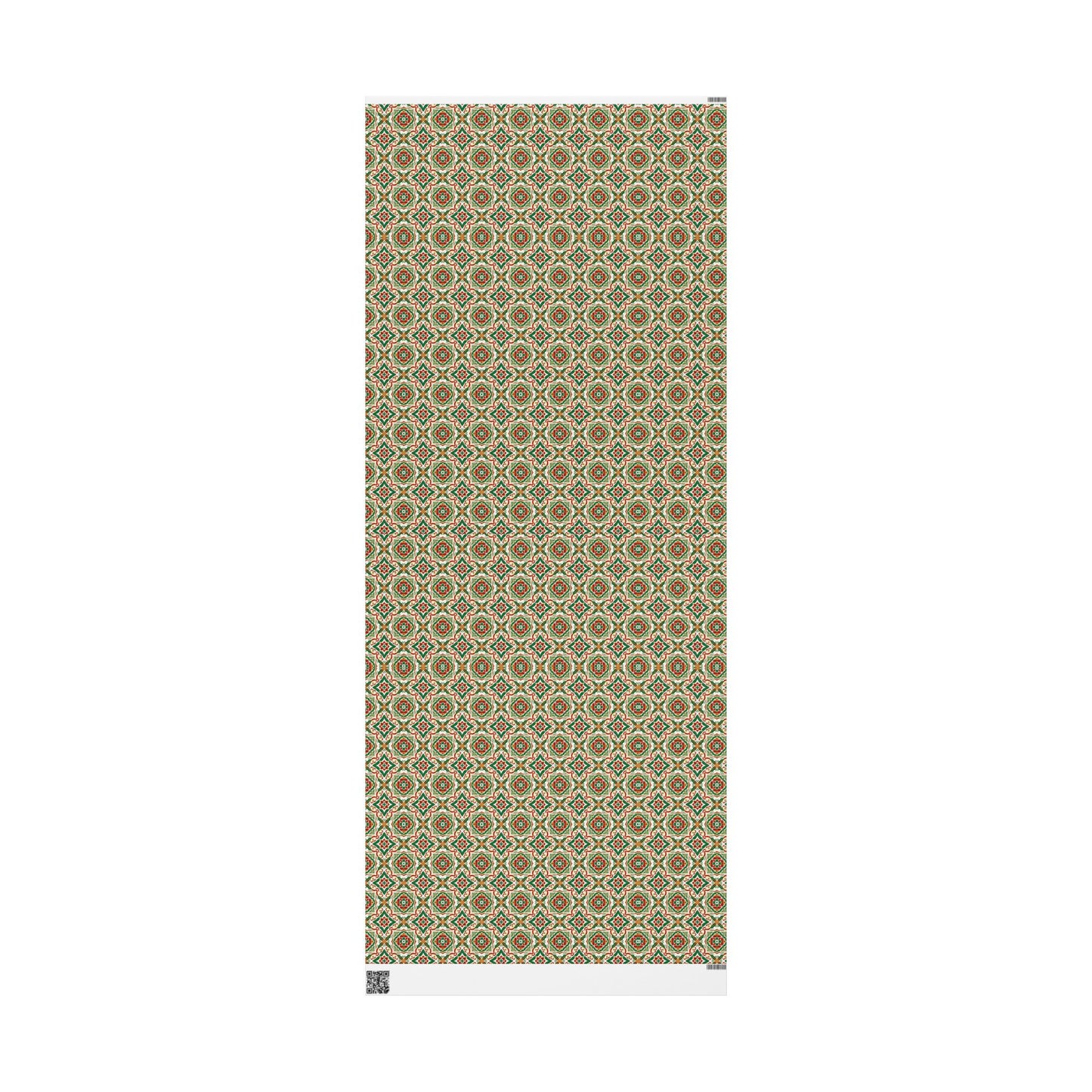 sheet of wrapping paper with portuguese christmas tile pattern