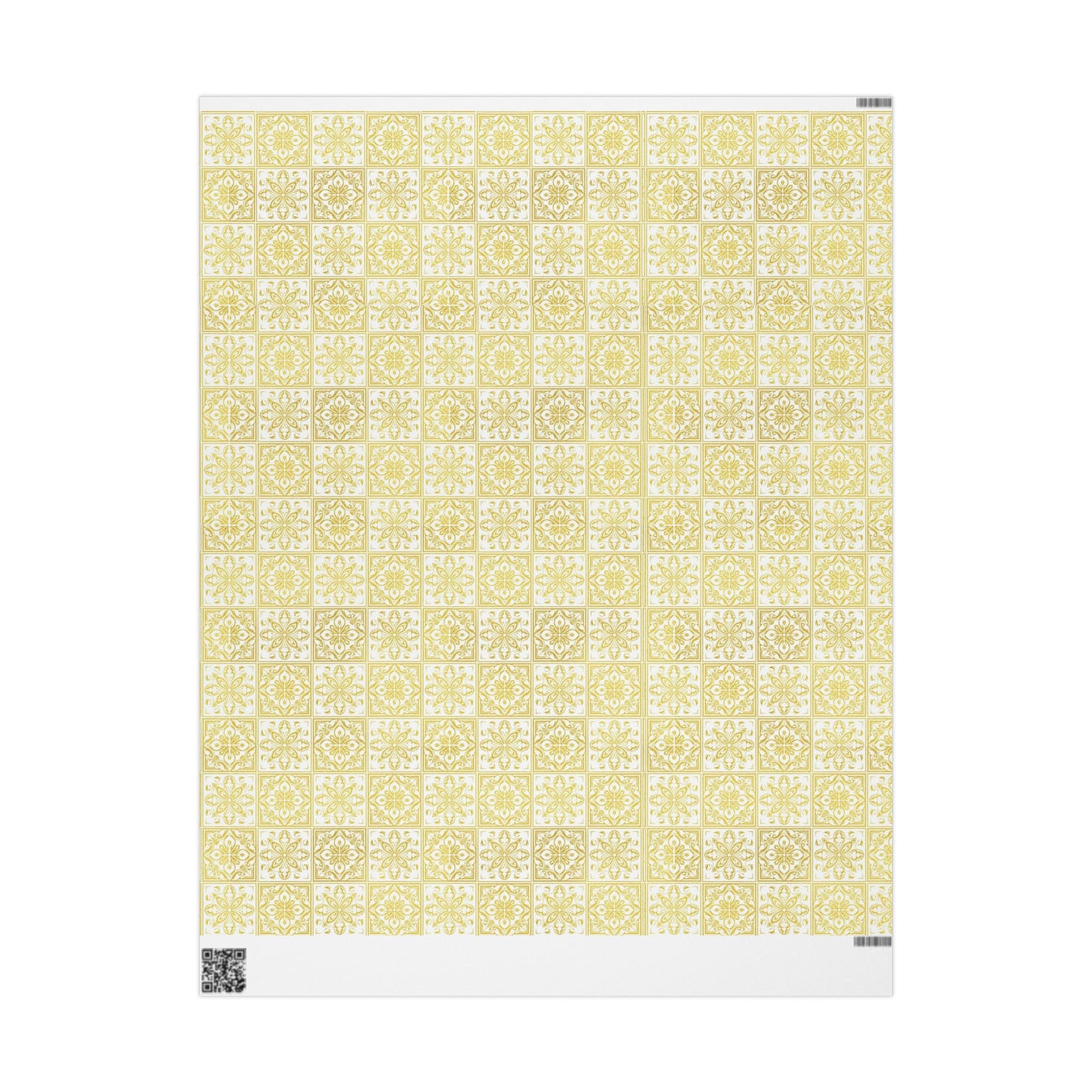 Patterned paper with a yellow and white geometric design on a white background. gold and white azulejo