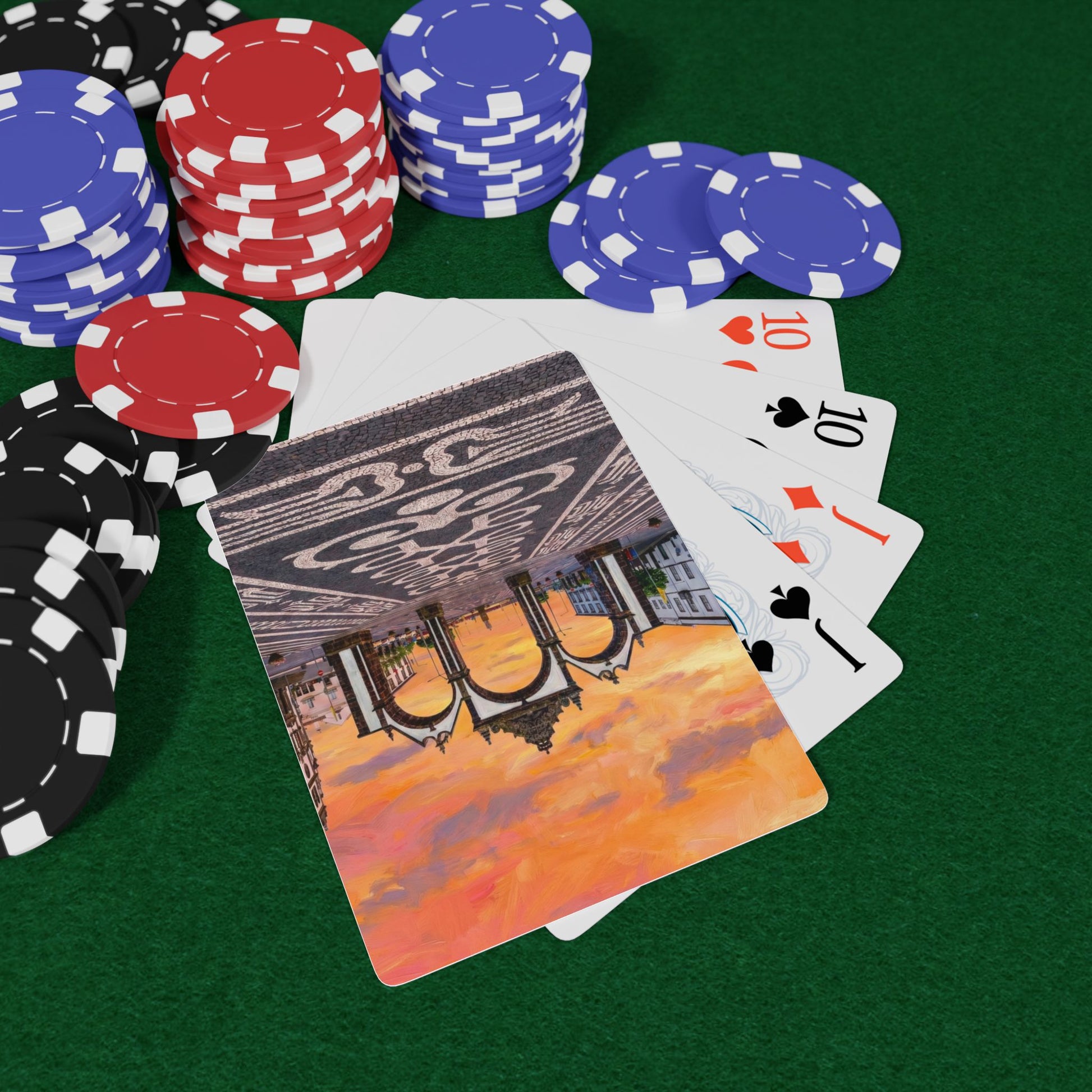Playing cards with the Portas da Cidade in Sao Miguel Azores