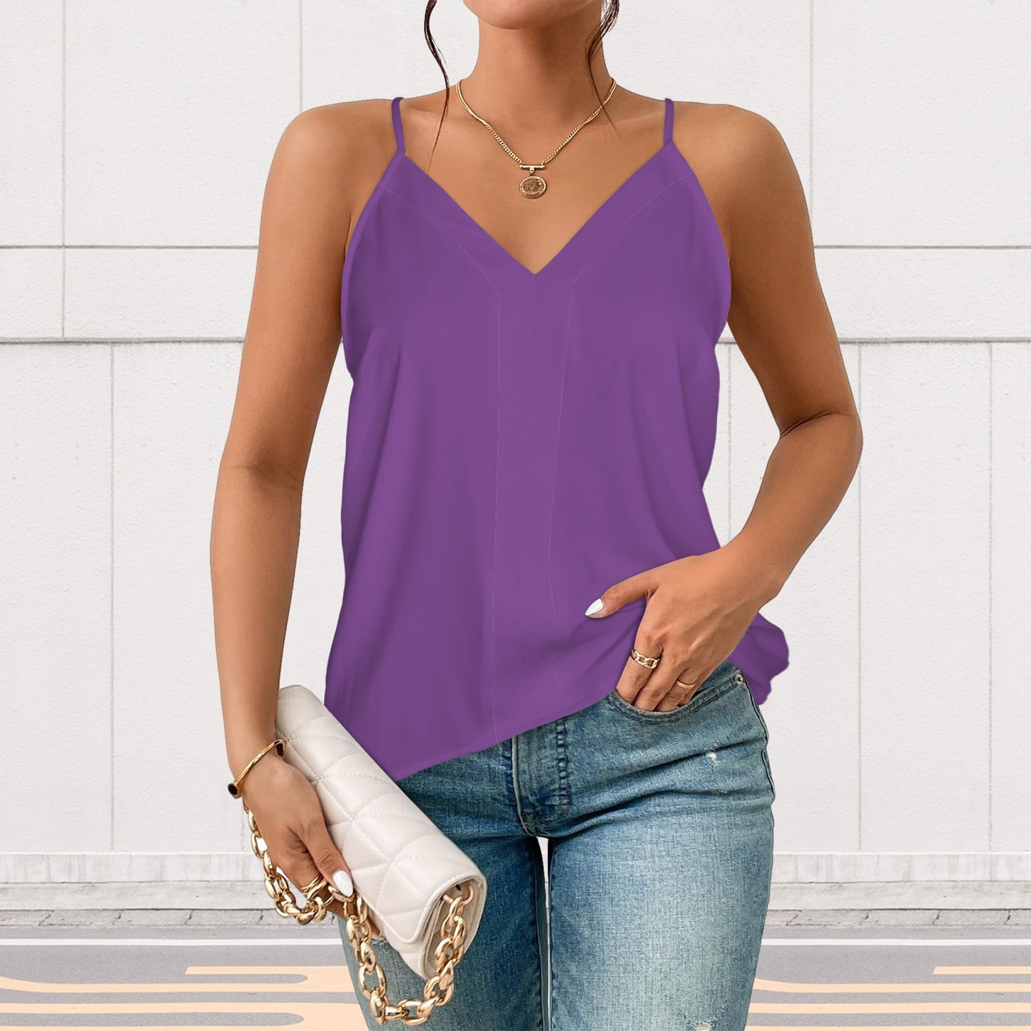 Purple V-Neck Tank Top