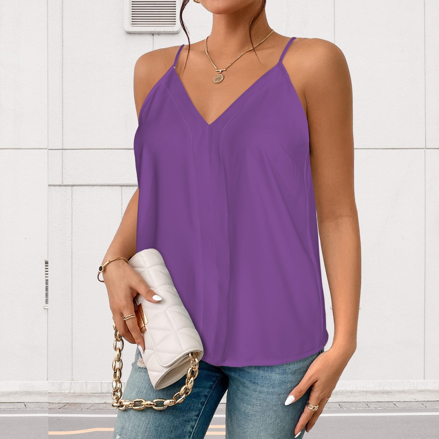 Purple V-Neck Tank Top