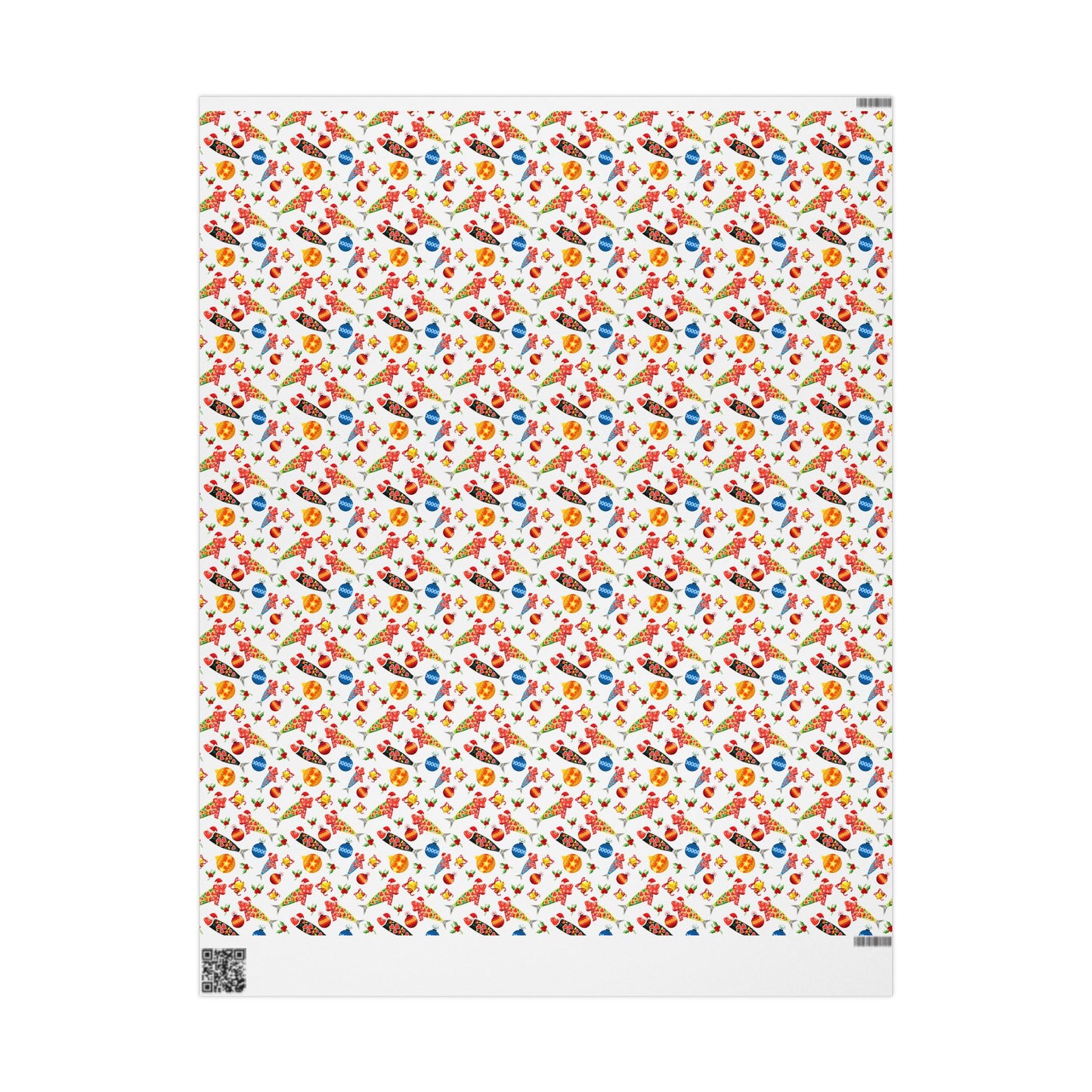 christmas sardine Patterned paper with colorful design on a white background