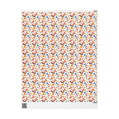 christmas sardine Patterned paper with colorful design on a white background
