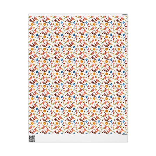 christmas sardine Patterned paper with colorful design on a white background