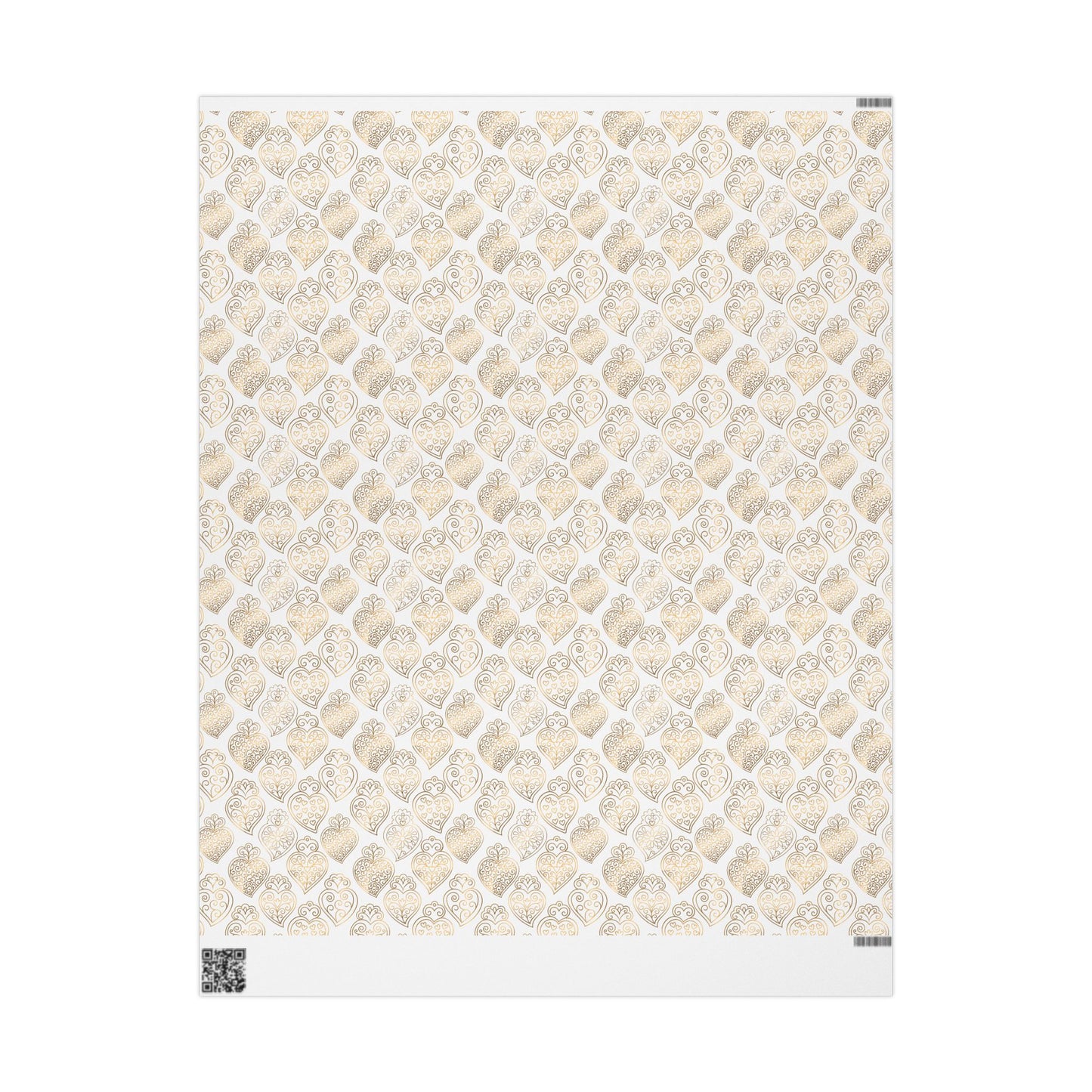 Patterned paper with a gold heart of viana design on a white background