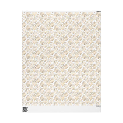 Patterned paper with a gold heart of viana design on a white background