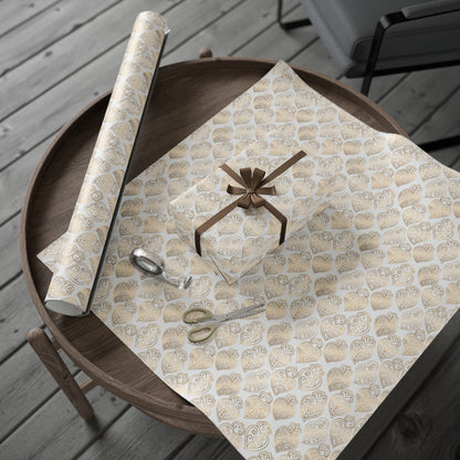gold heart of viana portugal Patterned paper with scissors and a roll on a wooden tray