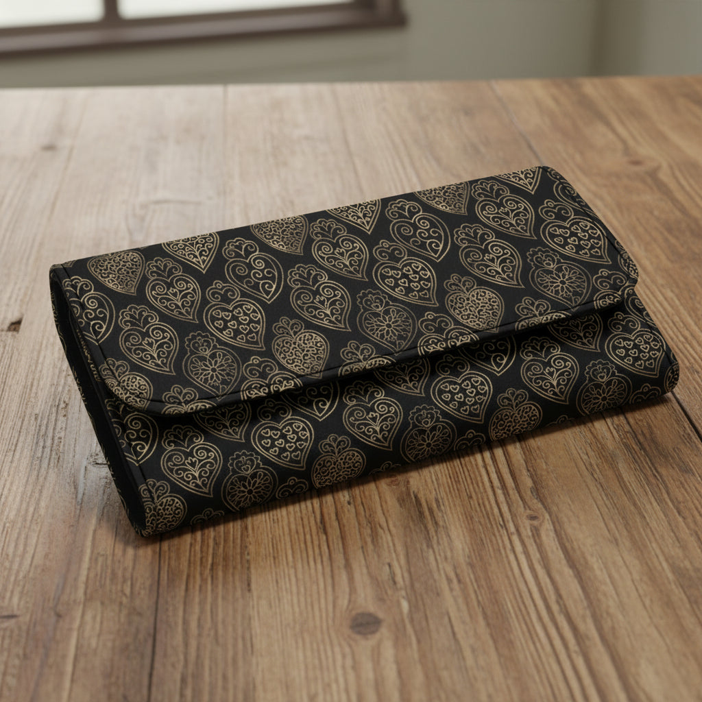 Viana trifold clutch wallet black