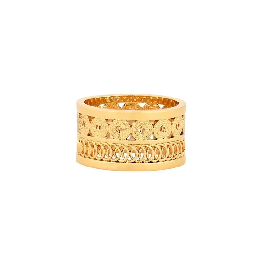 Portuguese-Inspired Wide Band Ring in Stainless Steel