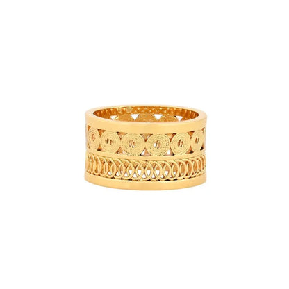 Portuguese-Inspired Wide Band Ring in Stainless Steel