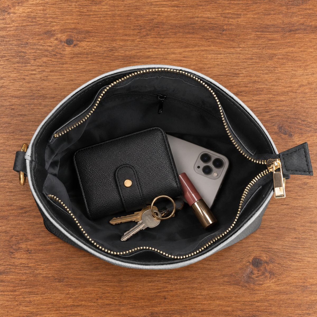 inside view of bucket bag