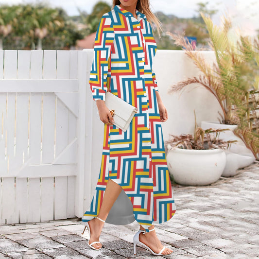 Paredes Button Shirt Long Sleeve Dress (Colors)