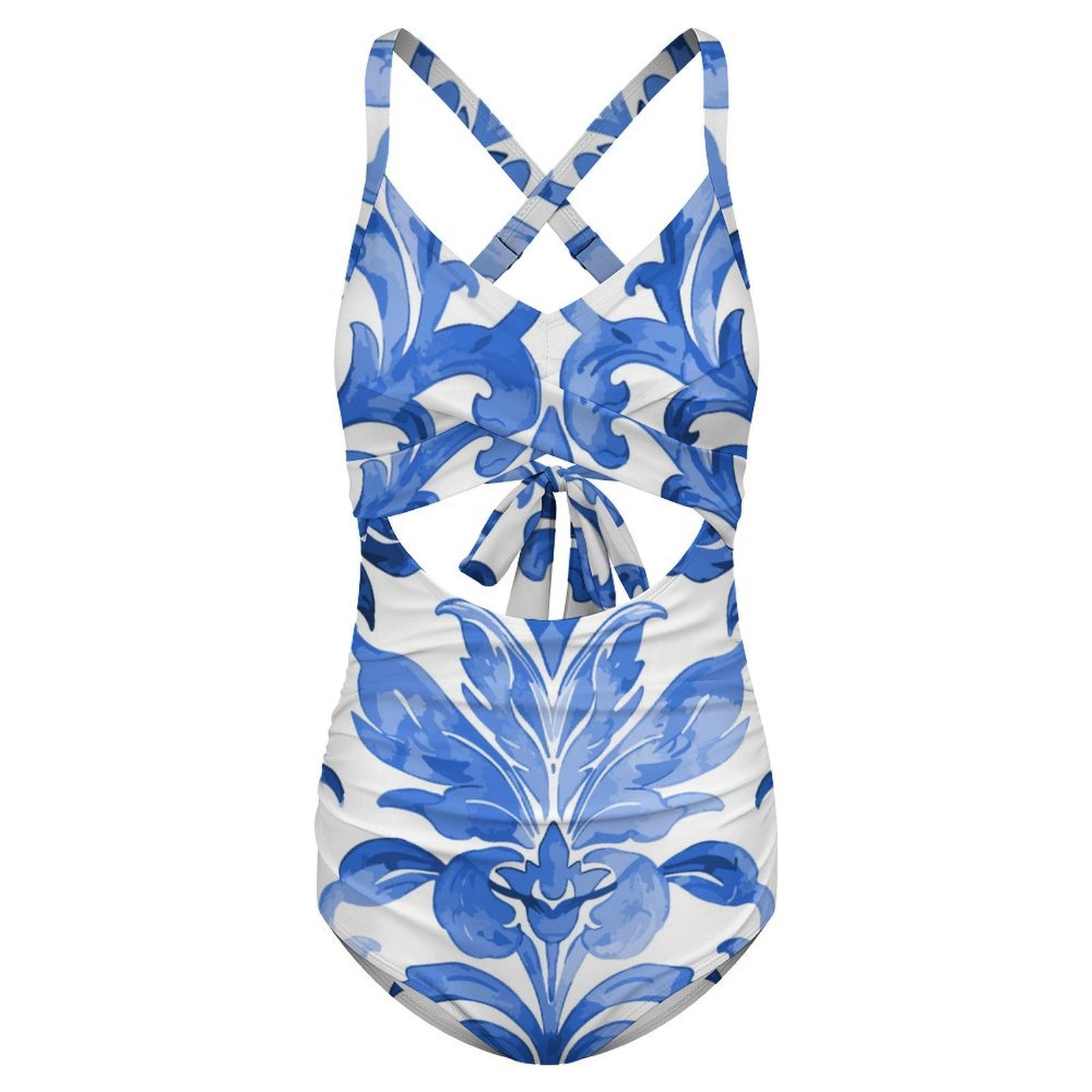 Women's Cross-Back Cutout One-Piece Swimsuit