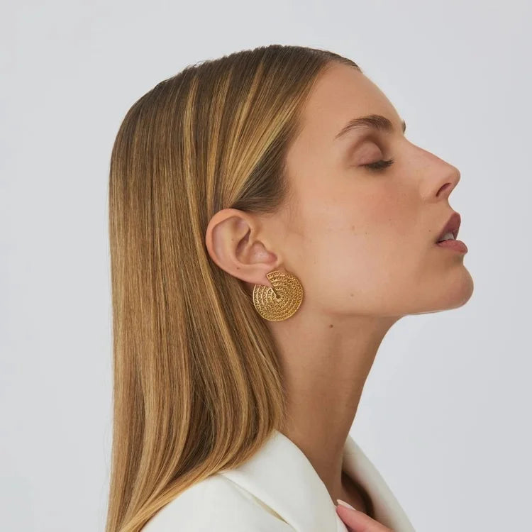 Earrings Cut Circles in Gold Plated Silver