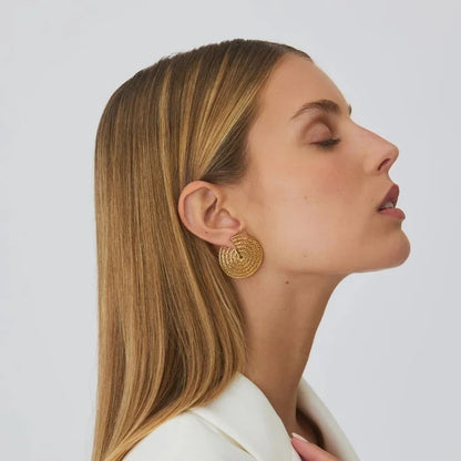 Earrings Cut Circles in Gold Plated Silver