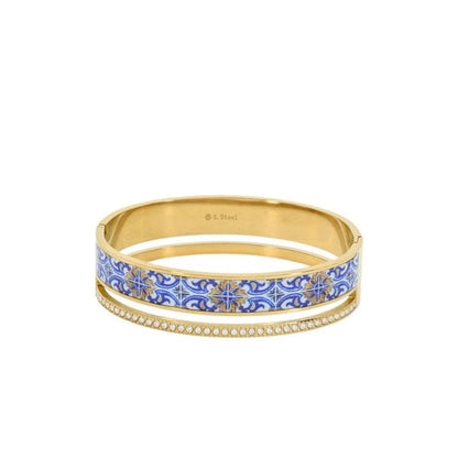 Portuguese Tile-Inspired Bangle Bracelet