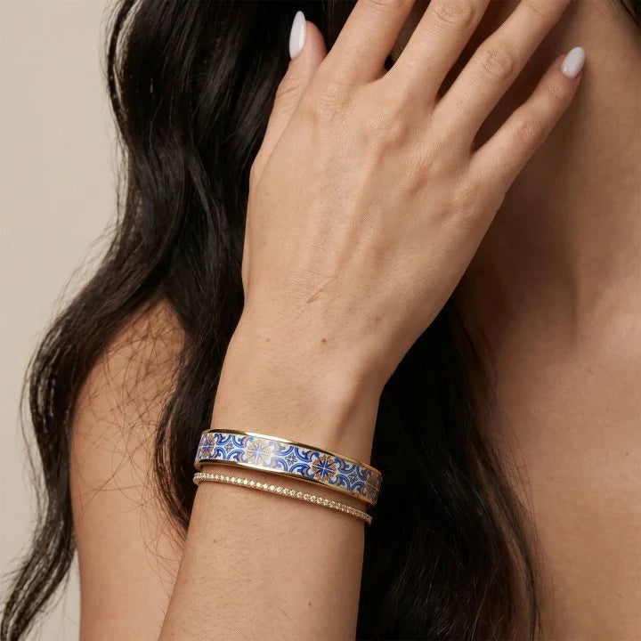 Portuguese Tile-Inspired Bangle Bracelet