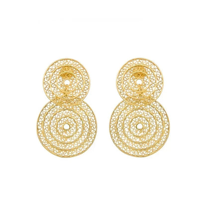 Earrings Two Circles in Gold Plated Silver